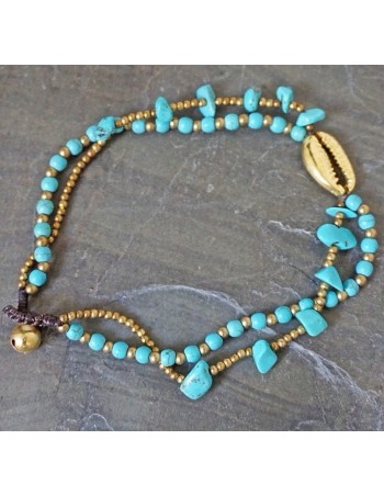 Tobillera modelo caracola. ref: TO1477 -Bisutería boho chic.