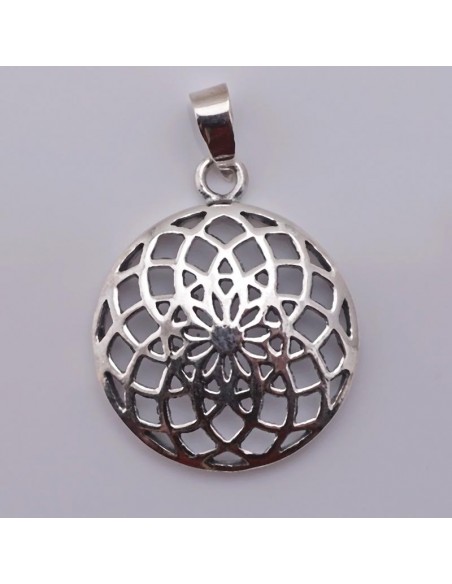 Colgante de plata Flor de la vida. Joyería étnica.