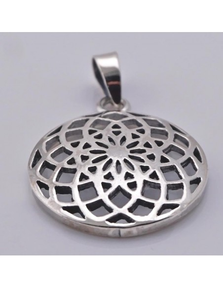 Colgante de plata Flor de la vida. Joyería étnica.