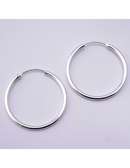 Aros de plata lisos 35mm . Aros de plata Bali.