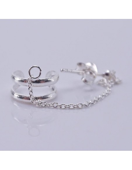 Piercing 9mm con ear cuffs de plata. Joyas de plata.