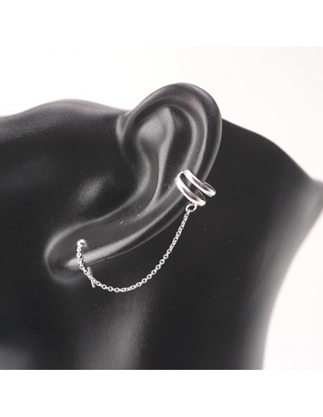 Piercing 9mm con ear cuffs de plata. Joyas de plata.