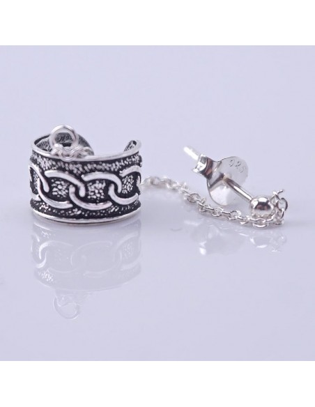 Piercing de oreja 10mm con ear cuffs de plata. Joyería étnica.