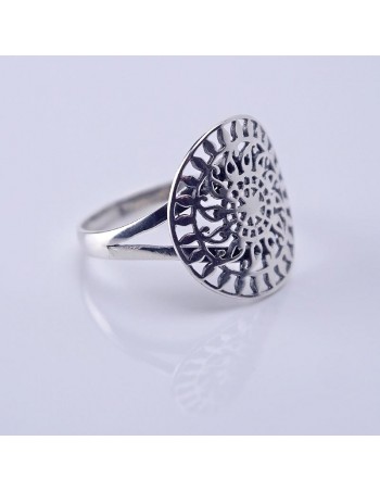 Anillo de plata con diseño mandala-Joyería étnica.