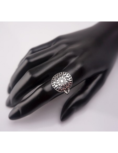 Anillo de plata con diseño mandala-Joyería étnica.