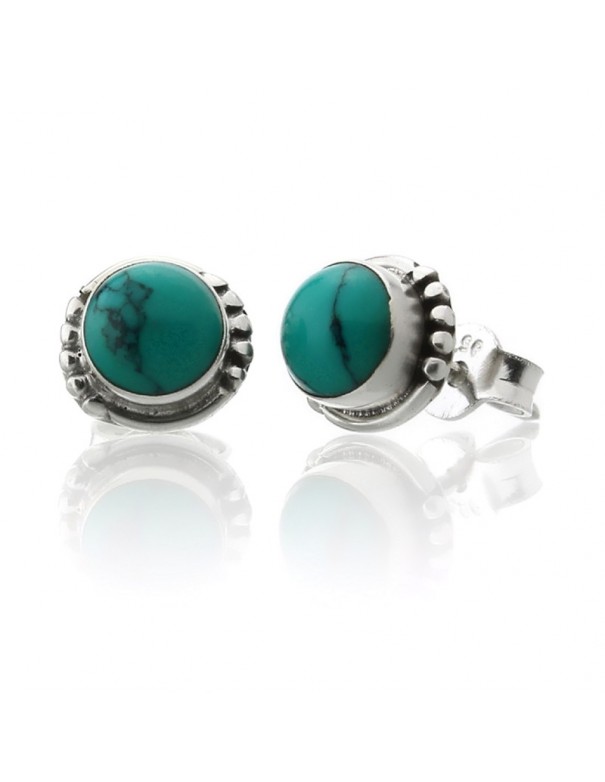 Pendientes de plata con turquesa - Joyería étnica.