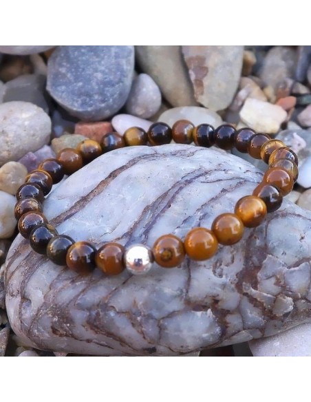 Pulsera ojo de tigre y plata.