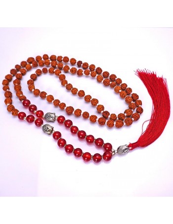 Japa mala de rudraksha con 108 cuentas.