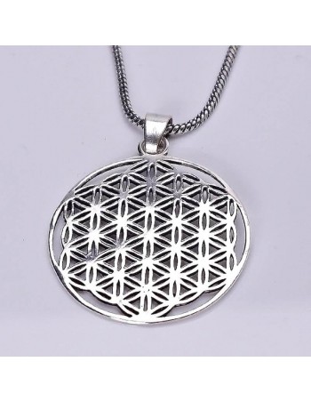 Colgante plateado con diseño flor de la vida. 2
