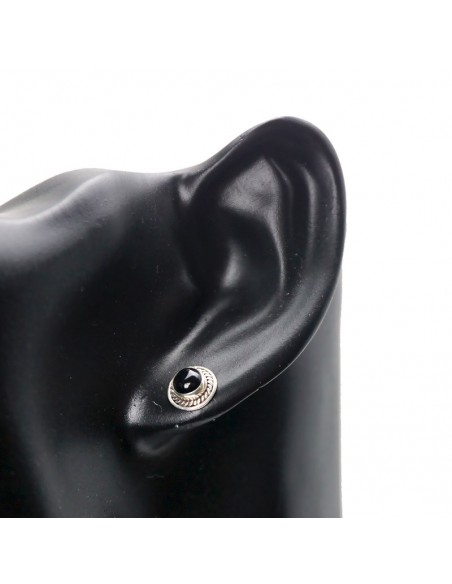Pendientes de plata con piedra natural Ónix-8,2mm.