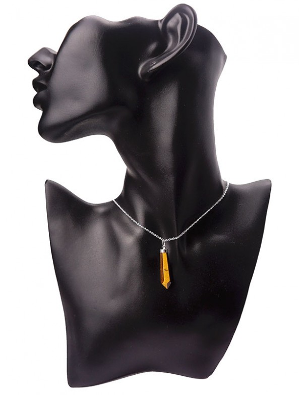 Collar de plata con colgante de piedra Ojo De Tigre.