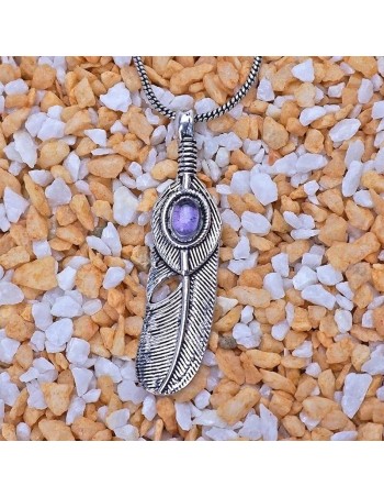 Colgante diseño pluma con amatista.