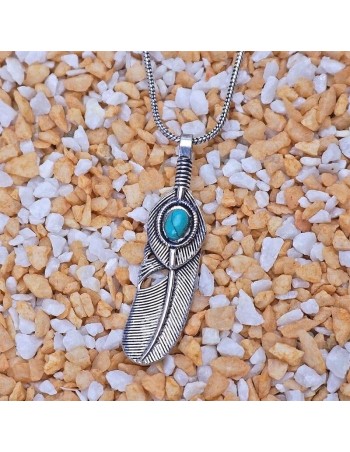 Colgante diseño pluma con turquesa.