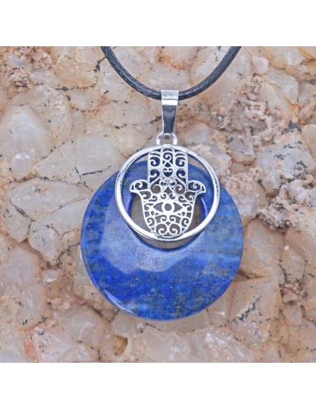 Colgante de lapislázuli con símbolo Mano de Fátima. Colgante de lapislázuli con símbolo Mano de Fátima.