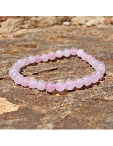 Pulsera de cuarzo rosa 8mm. Piedra natural.