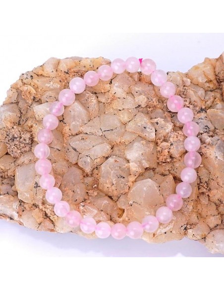 Pulsera de cuarzo rosa 8mm. Piedra natural.