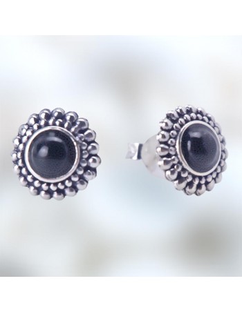 Pendientes mini de plata con piedra de ónix - Pendientes de plata y piedra natural