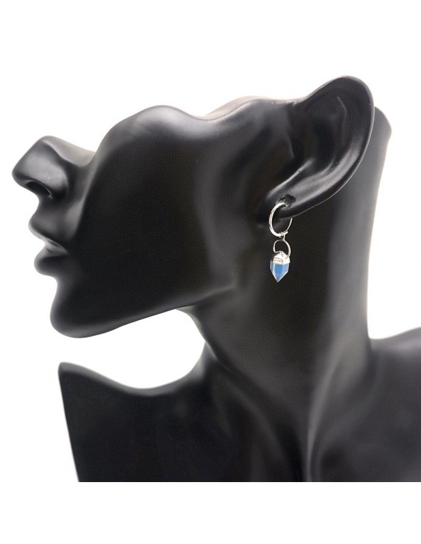 Pendientes aro de plata 12 mm con piedra de Luna.