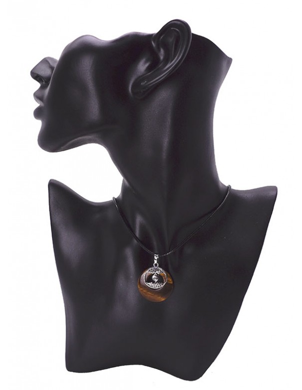 Colgante de piedra natural ojo de tigre con árbol de la vida.