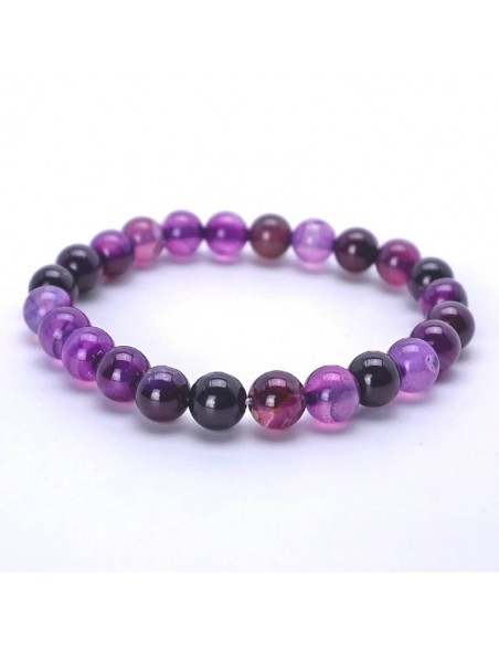 Ágata morada, pulsera con cuentas de 8 mm