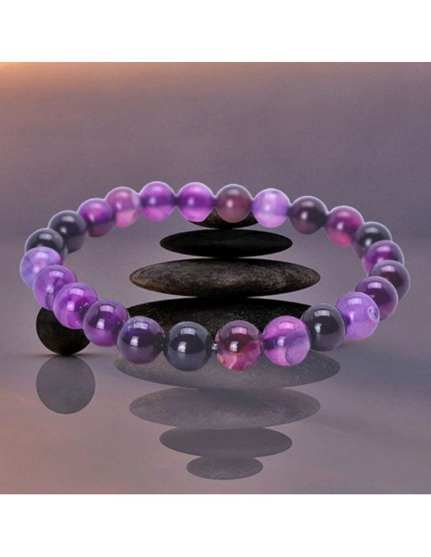 Ágata morada, pulsera con cuentas de 8 mm