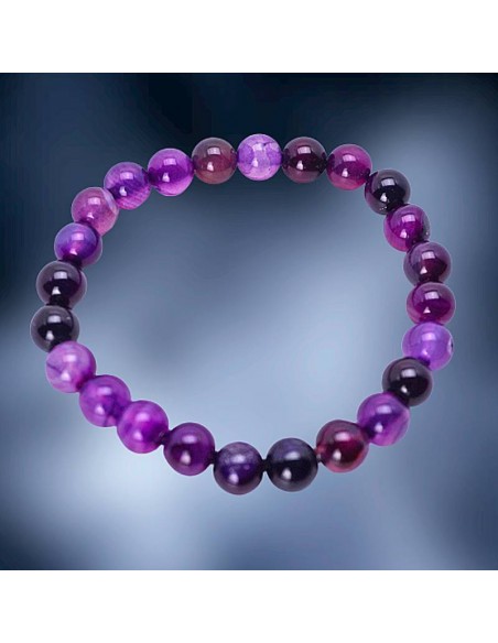 Ágata morada, pulsera con cuentas de 8 mm