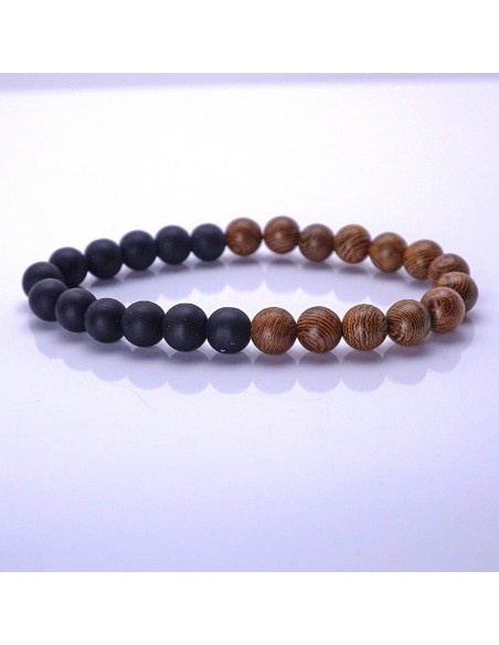 Pulsera con piedra volcánica y madera de sándalo