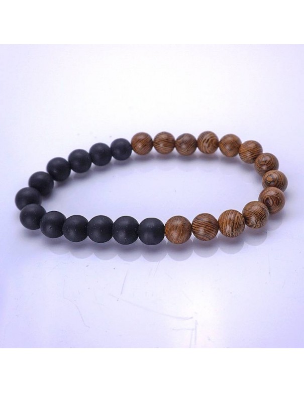 Pulsera con piedra volcánica y madera de sándalo