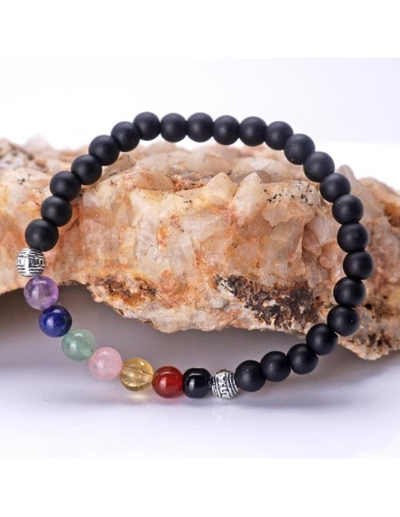 Pulsera de piedra shungita - Pulsera siete chakras.