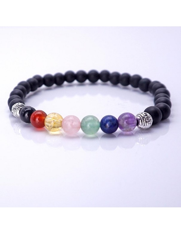 Pulsera de piedra shungita - Pulsera siete chakras.