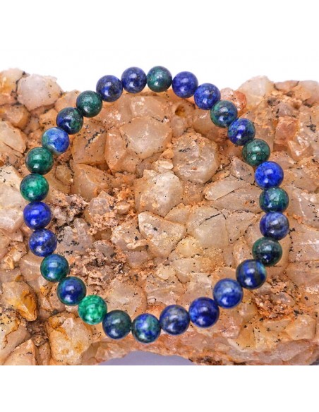 Pulsera de azurita y malaquita-Piedra natural
