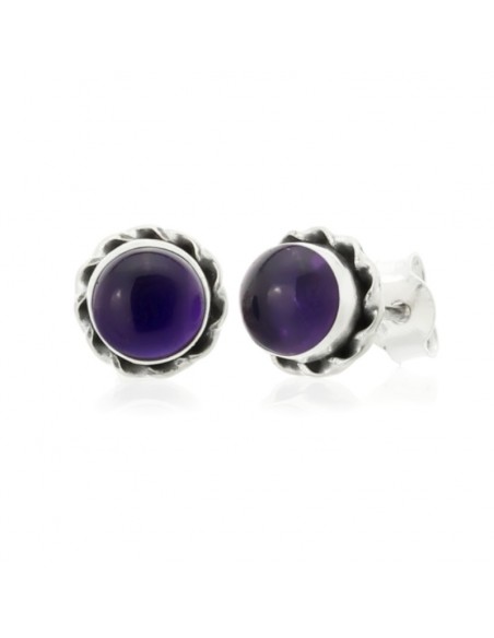 Pendientes mini de plata con piedra amatista