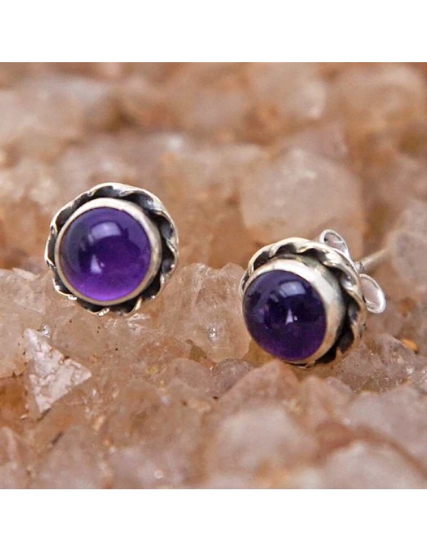 Pendientes mini de plata con piedra amatista