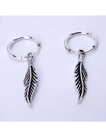 Piercing de plata 12mm diseño pluma. Joyería étnica.