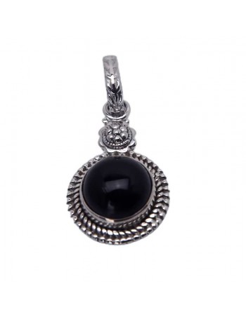 "Colgante de plata con piedra natural" de onix. Envío 24/487 horas.
