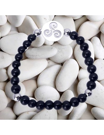Pulsera de Ónix con Símbolo del Trisquel Celta en Acero 2