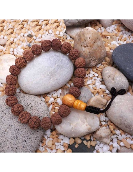 Pulsera Japa Mala de Rudraksha y Madera de Bodhi