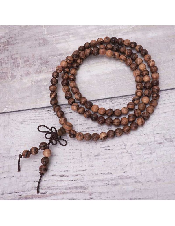 Japa Mala 108 Cuentas de Madera de Oud Hecha a Mano - Herramienta de Meditación Espiritual