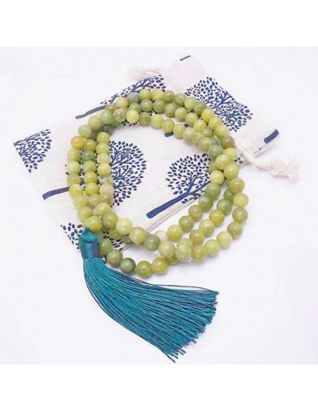 Exquisita Japa Mala 108 Cuentas de Jade Verde Hecha a Mano