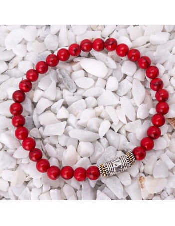 Pulsera de turquesa roja con dije tibetano: un accesorio elegante y con significado