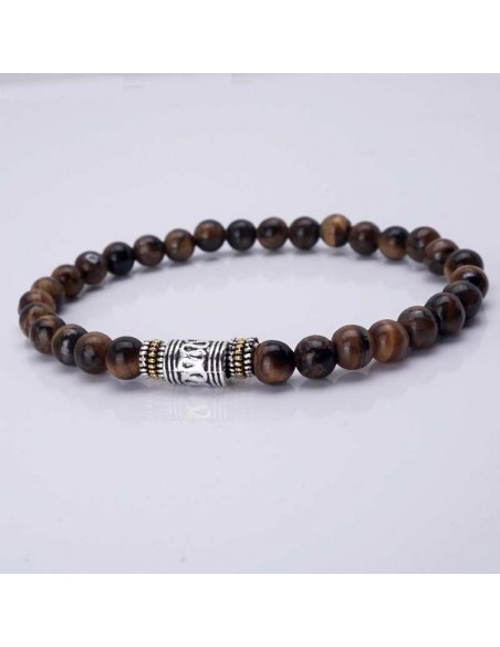 Pulsera ojo de tigre con dije tibetano de metal: Protección y elegancia en un exquisito diseño