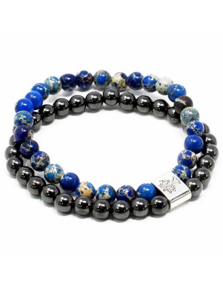 Pulseras Magnéticas de Hematita y Sodalita con Símbolo del Árbol de la Vida