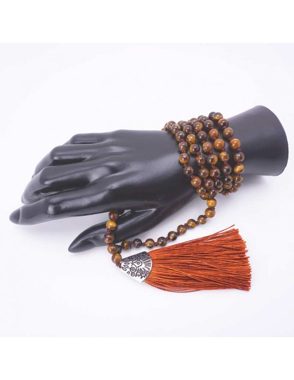 Japa Mala de Ojo de Tigre con 108 Cuentas