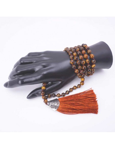 Japa Mala de Ojo de Tigre con 108 Cuentas