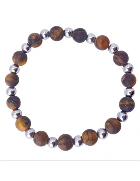 Pulsera de acero con cuentas de ojo de tigre para hombre: Un accesorio elegante y protector