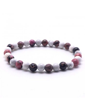 Pulsera de rodonita y howlita: equilibrio y bienestar