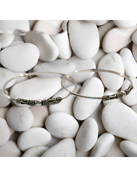 Aros de plata Bali 30mm- Aros hippies de plata.