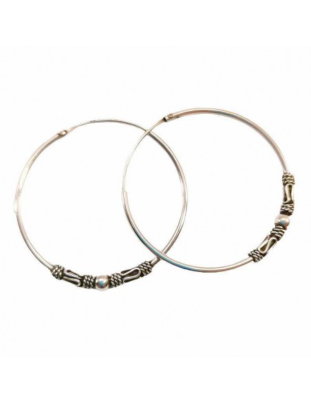 Aros de plata Bali 30mm- Aros hippies de plata.