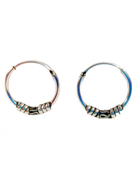 Aros de plata Bali 14mm. Aros plata de ley.