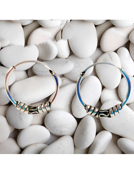 Aros de plata Bali 14mm. Aros plata de ley.